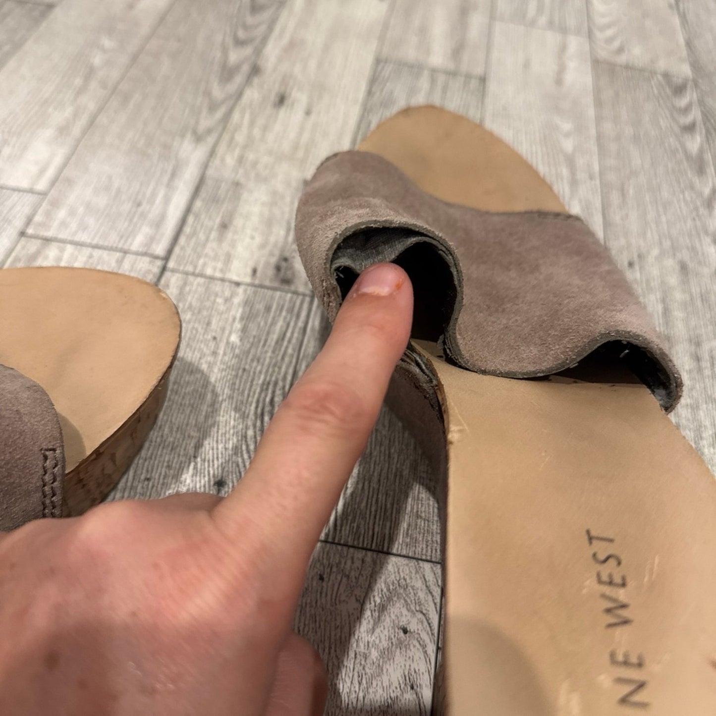 Nine West tan sandals with cork base. 8.5