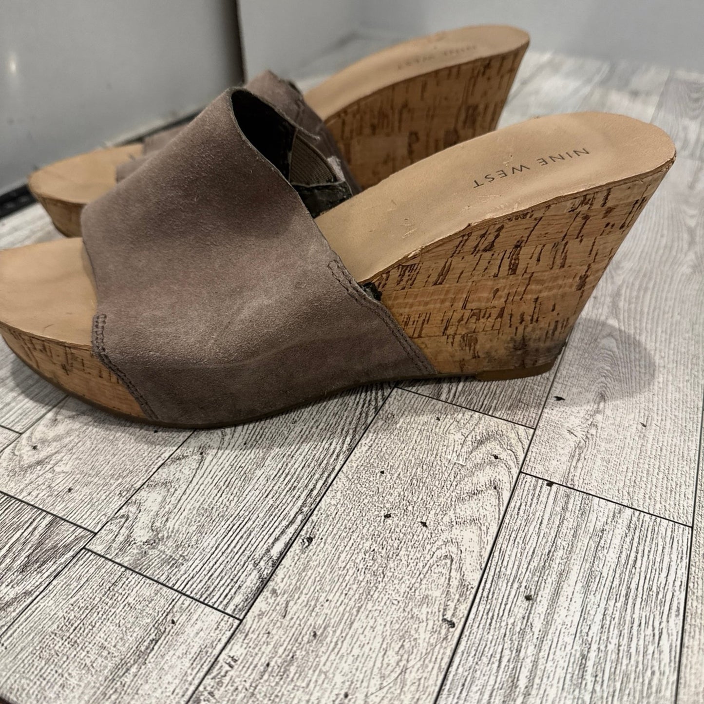 Nine West tan sandals with cork base. 8.5