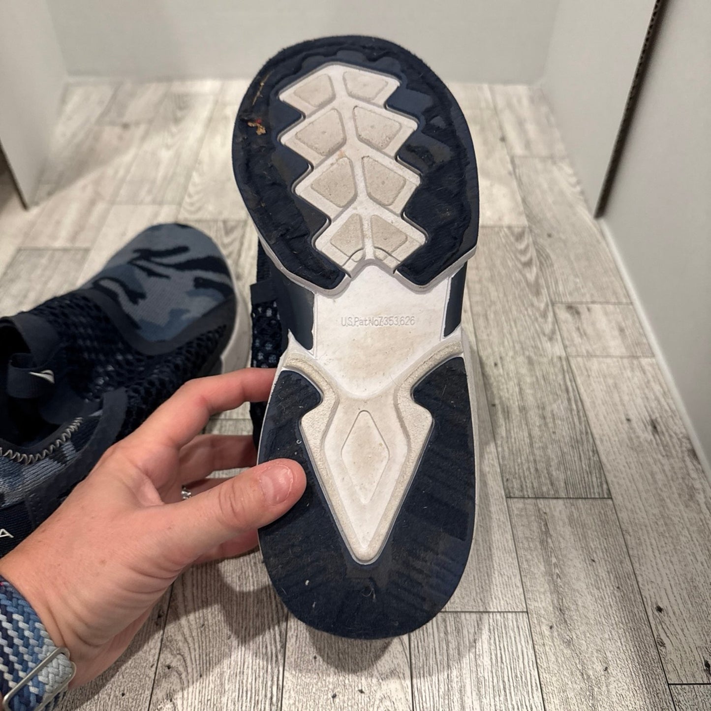 Nautical blue camouflage sneaker size 8