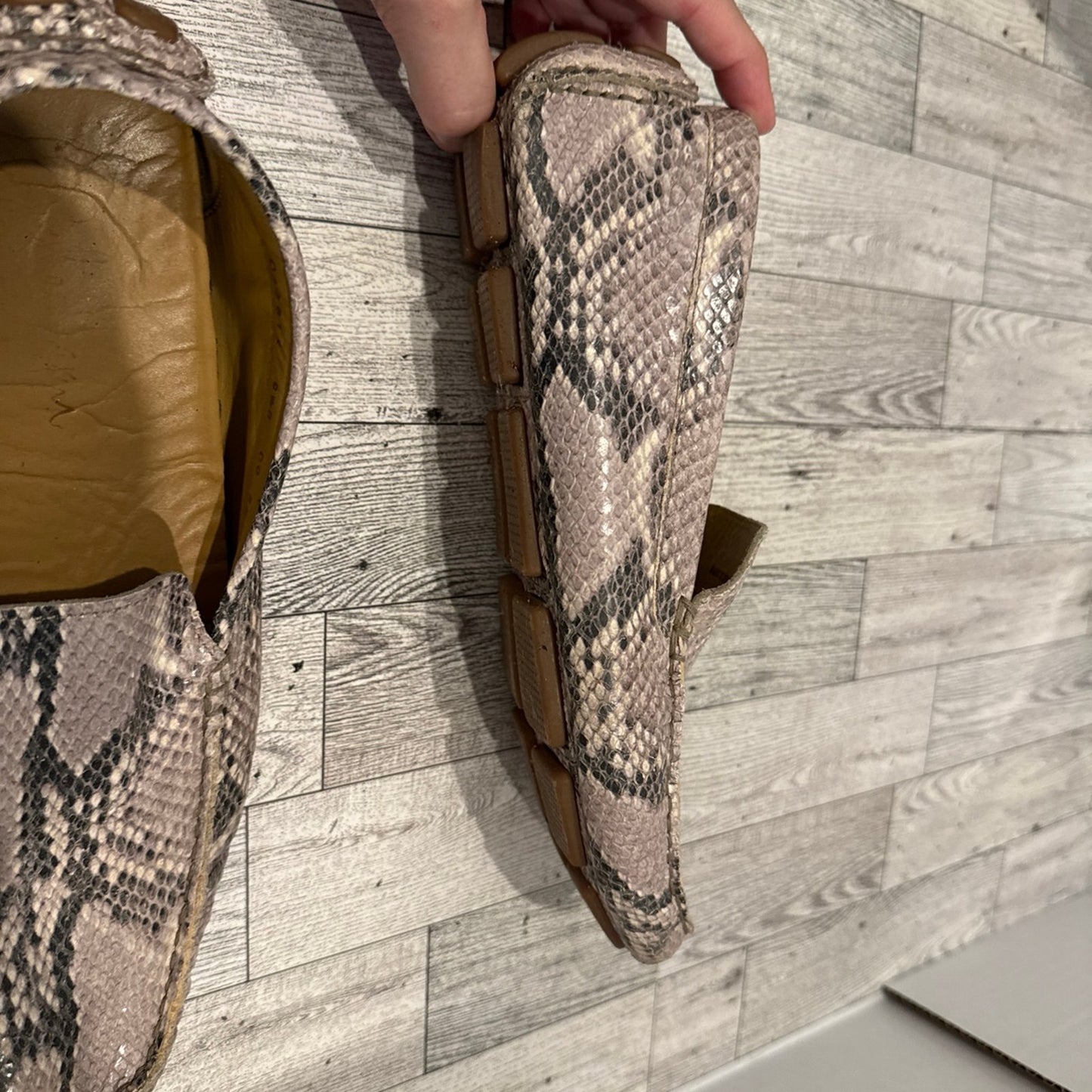 Cole Hann snake skin print loafers. 9.5