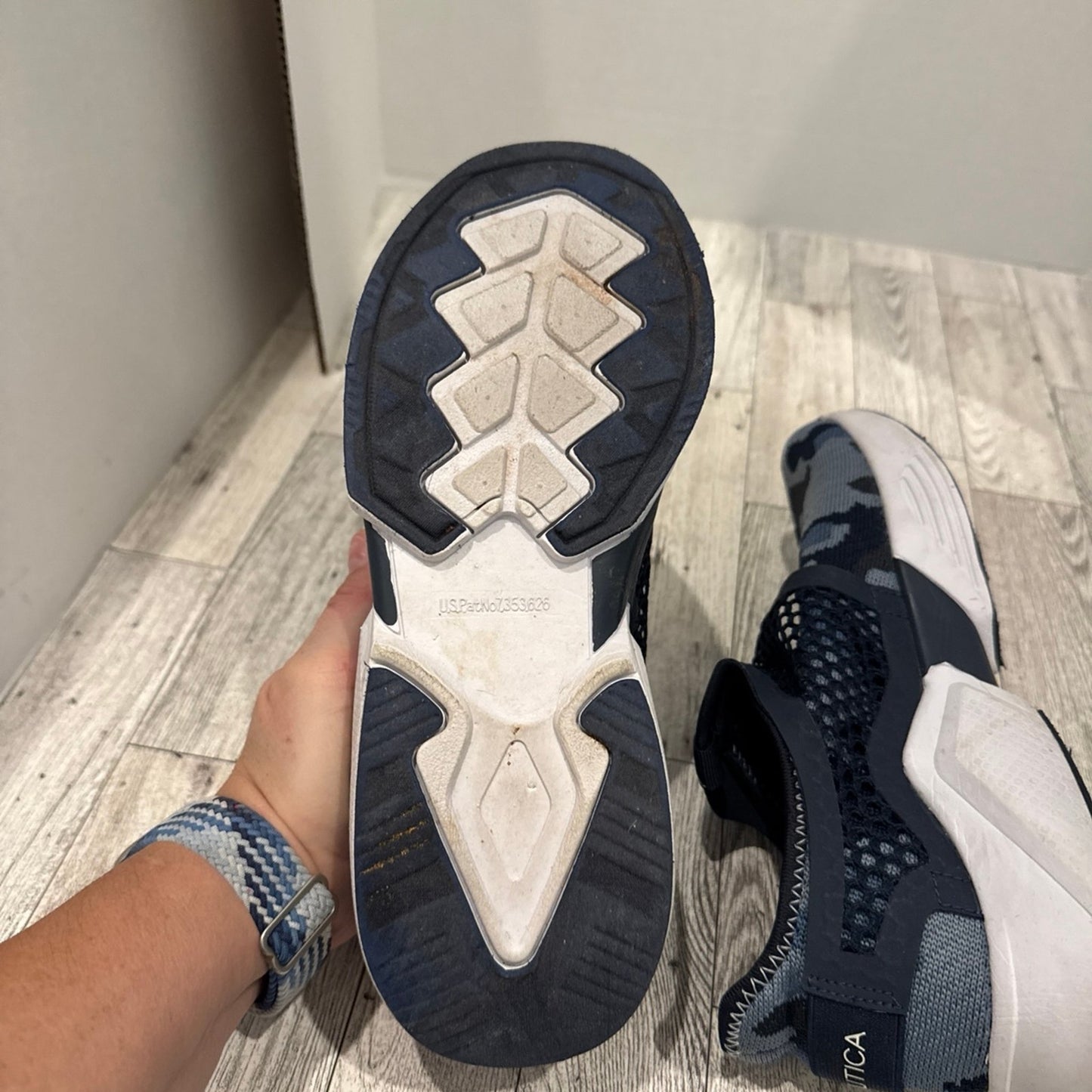 Nautical blue camouflage sneaker size 8