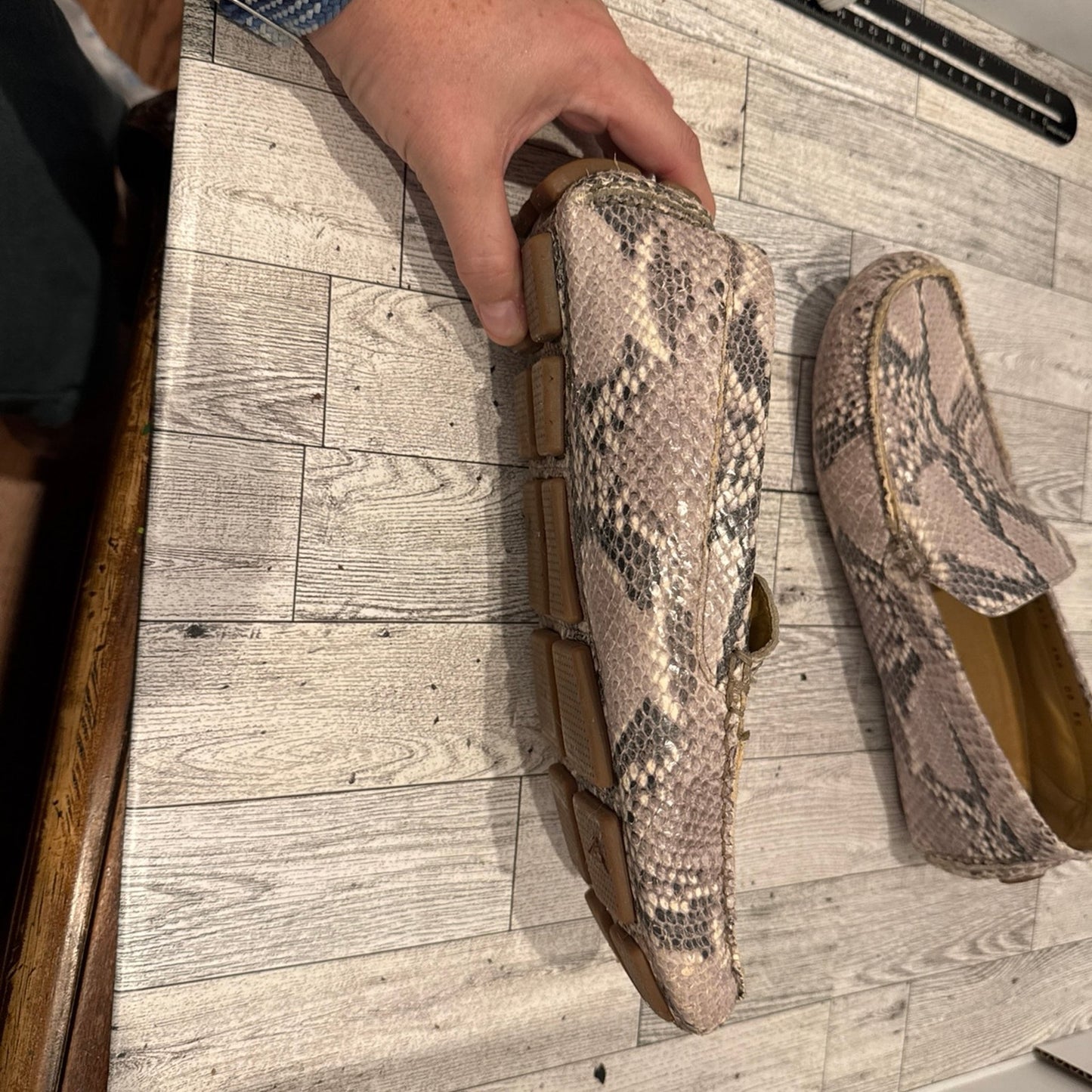 Cole Hann snake skin print loafers. 9.5