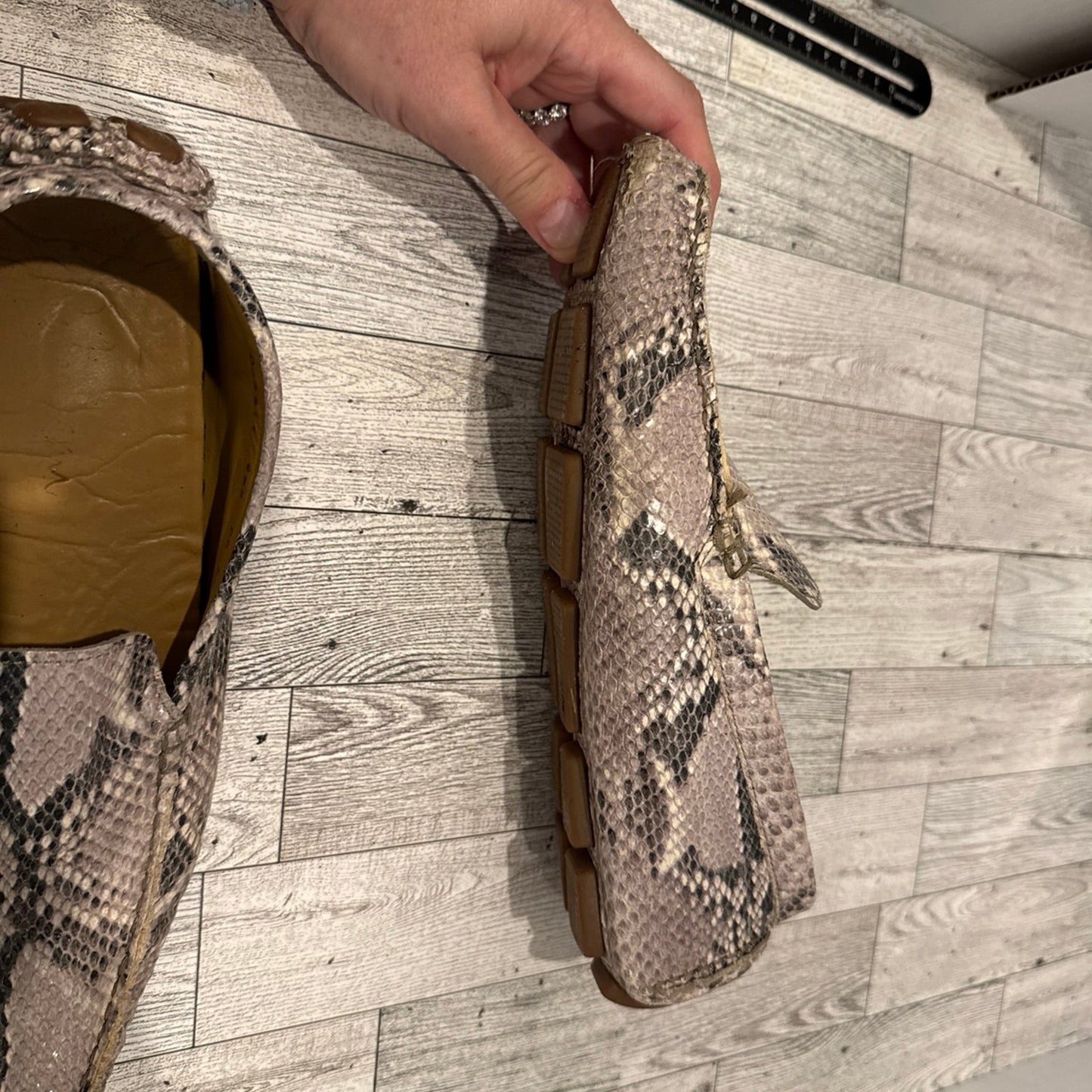 Cole Hann snake skin print loafers. 9.5