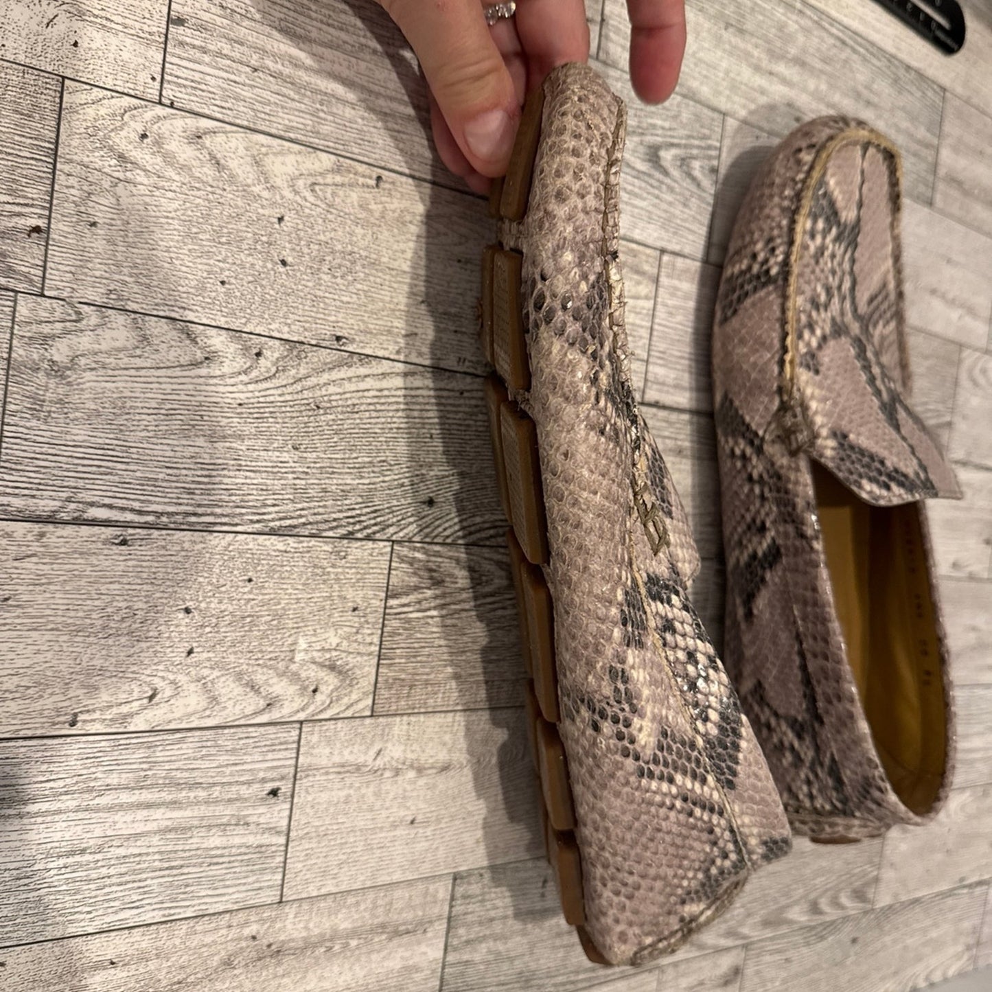 Cole Hann snake skin print loafers. 9.5