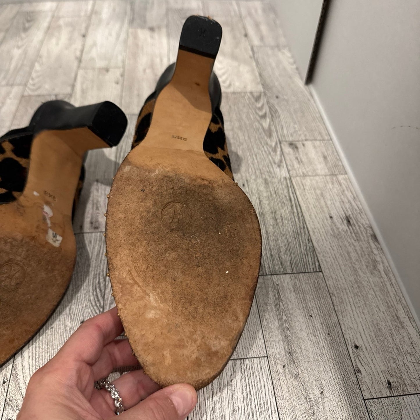 Cole Hann calf hair leopard print clog