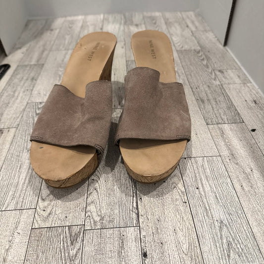 Nine West tan sandals with cork base. 8.5