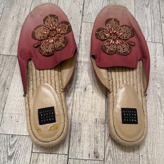 Jeweled floral ombré espadrilles slides.