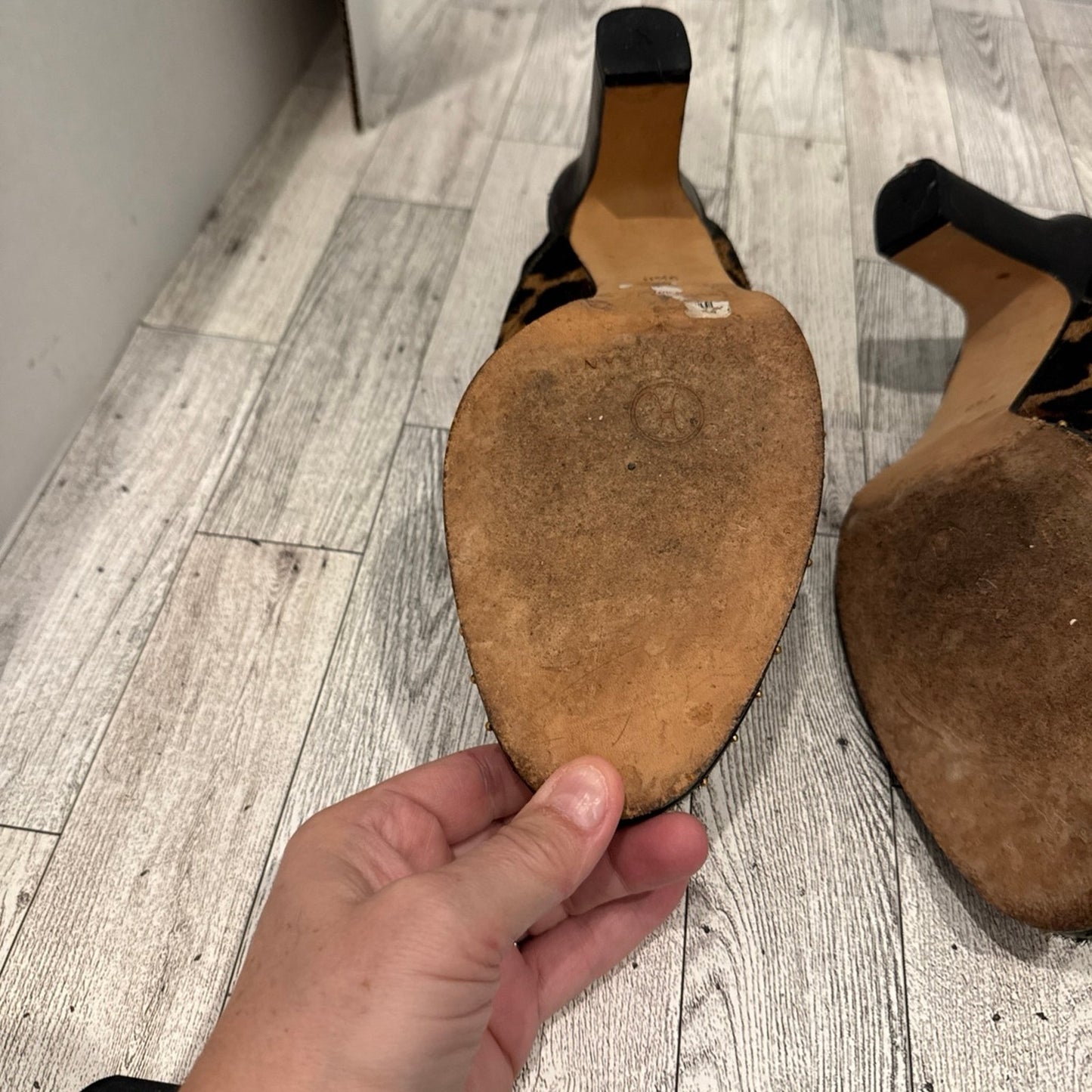 Cole Hann calf hair leopard print clog